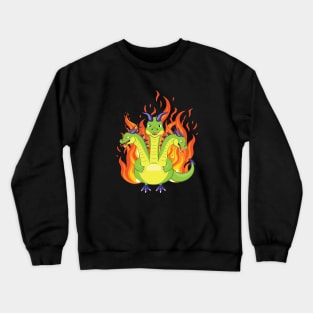 Three headed dragon with fire Crewneck Sweatshirt